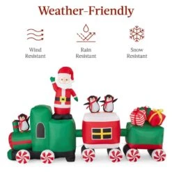 Best Choice Products 8.5 X 5 Ft. Inflatable Christmas Train With Animated Santa Claus And 10-LED Lights -The Home Depot Shop best choice products christmas inflatables sky6860 44 1000