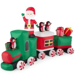 Best Choice Products 8.5 X 5 Ft. Inflatable Christmas Train With Animated Santa Claus And 10-LED Lights