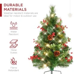 Best Choice Products 30 In. LED Christmas Tree Path Lights With Berries Pine Cones And Ornaments (Set Of 2) -The Home Depot Shop best choice products christmas pathway lights sky5179 4f 1000