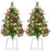 Best Choice Products 30 In. LED Christmas Tree Path Lights With Berries Pine Cones And Ornaments (Set Of 2)