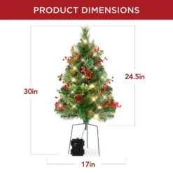 Best Choice Products 30 In. LED Christmas Tree Path Lights With Berries Pine Cones And Ornaments (Set Of 2) -The Home Depot Shop best choice products christmas pathway lights sky5179 76 1000