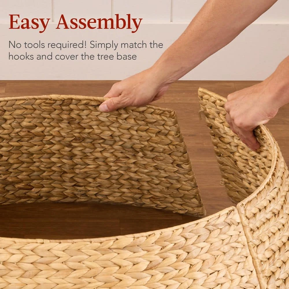 Best Choice Products 24 In. D Natural Woven Hyacinth Christmas Tree Collar With Cord Cut-Out 4 Best Choice Products 24 In. D Natural Woven Hyacinth Christmas Tree Collar With Cord Cut-Out - Image 4