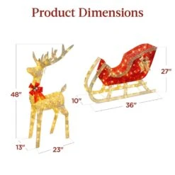 Best Choice Products 48 In. Gold LED Outdoor Reindeer Sleigh Christmas Decoration With 205 Lights And Stakes -The Home Depot Shop best choice products christmas yard decorations sky5827 76 1000