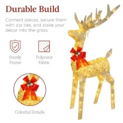 Best Choice Products 48 In. Gold LED Outdoor Reindeer Sleigh Christmas Decoration With 205 Lights And Stakes -The Home Depot Shop best choice products christmas yard decorations sky5827 fa 1000
