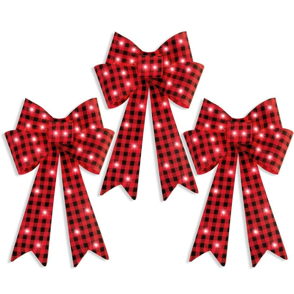 Best Choice Products 2 Ft. LED Pre-lit Christmas Bows Holiday Yard Decor (Set Of 3) 1 Best Choice Products 2 Ft. LED Pre-lit Christmas Bows Holiday Yard Decor (Set Of 3)