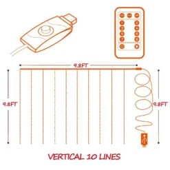 9.8 Ft. X 9.8 Ft. 300 LED Warm White Window Curtain String Light With Remote, 8-Lighting Modes USB Powered -The Home Depot Shop betus christmas novelty lights b string curtain 300led 10ft c3 1000