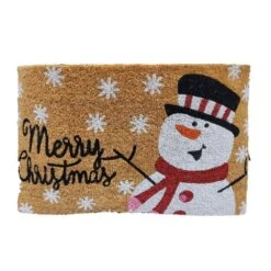 Welcome Merry Christmas Multi 18 In. X 30 In. Coir Non-Slip Indoor Outdoor Door Mat -The Home Depot Shop biege snowman first concept inc fall doormats fc 3588 4f 1000