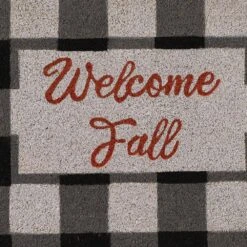 Welcome Fall Plaid 32 In. X 23 In. Door Mat -The Home Depot Shop black white plaid park designs fall doormats 9599 200 4f 1000