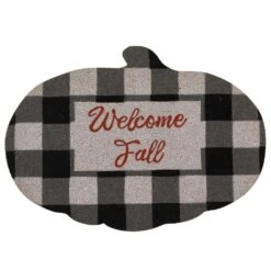 Welcome Fall Plaid 32 In. X 23 In. Door Mat