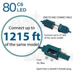 80-Light C6 Faceted Pure White LED Light Set, Green Wire -The Home Depot Shop brite star christmas novelty lights 39 101 00 44 1000