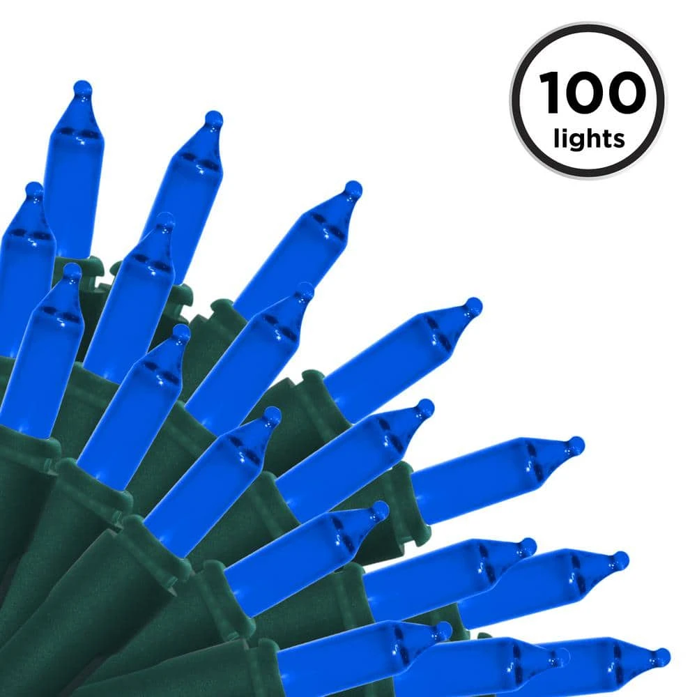 22.42 Ft. 100-Count Incandescent Blue Christmas String To String Mini Lights 1 22.42 Ft. 100-Count Incandescent Blue Christmas String To String Mini Lights
