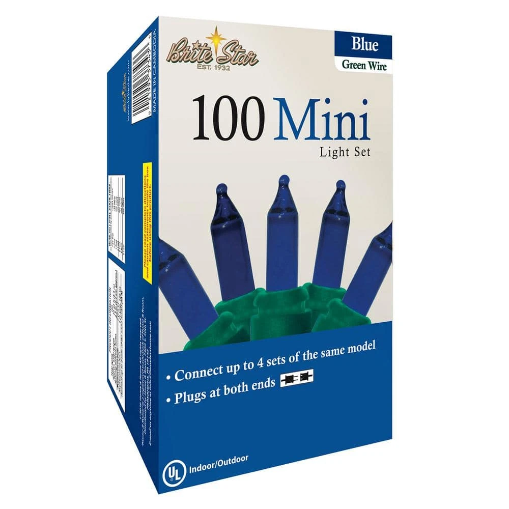 22.42 Ft. 100-Count Incandescent Blue Christmas String To String Mini Lights 2 22.42 Ft. 100-Count Incandescent Blue Christmas String To String Mini Lights - Image 2