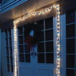 600-Light High Density Lights Of Garland Blue/Clear Light Set, White Wire -The Home Depot Shop brite star christmas string lights 37 544 00 31 1000