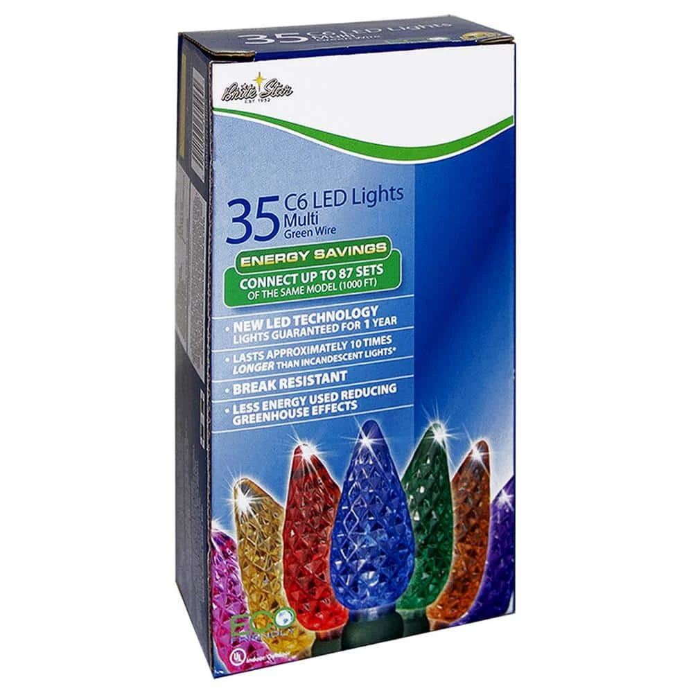 12 Ft. 35-Count LED C6 Faceted Multi Purple Pink Christmas Lights 2 12 Ft. 35-Count LED C6 Faceted Multi Purple Pink Christmas Lights - Image 2