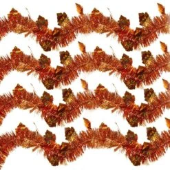 9 Ft. Autumn Holographic Maple Leaf Tinsel (Set Of 4)