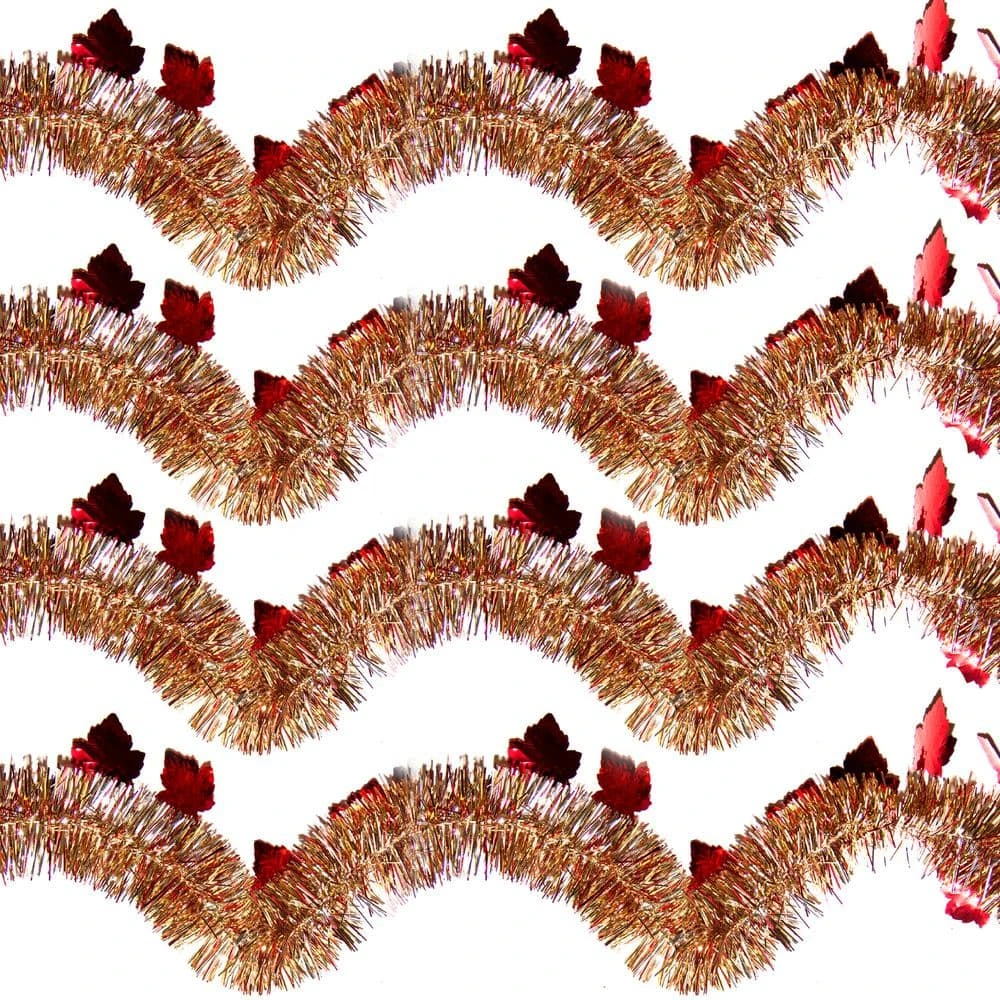 9 Ft. Autumn Ochre Maple Leaf Tinsel (Set Of 4) 1 9 Ft. Autumn Ochre Maple Leaf Tinsel (Set Of 4)