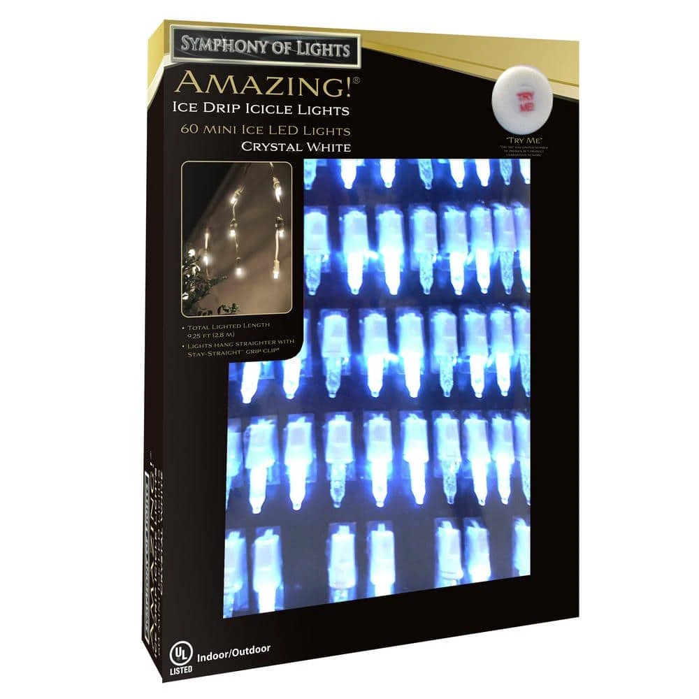 60-Light Pure White Amazing Ice Drip Mini Ice LED Light Set 2 60-Light Pure White Amazing Ice Drip Mini Ice LED Light Set - Image 2