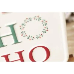 7.8 7 5 In. HO HO HO Christmas Tabletop Metal Sign With Solid Wood Stand -The Home Depot Shop christmas centerpieces uh335 1f 1000