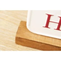 7.8 7 5 In. HO HO HO Christmas Tabletop Metal Sign With Solid Wood Stand -The Home Depot Shop christmas centerpieces uh335 4f 1000