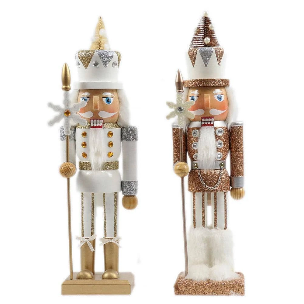 15 In. Silver And Gold Snowflake Soldier (Set Of 2) 1 15 In. Silver And Gold Snowflake Soldier (Set Of 2)
