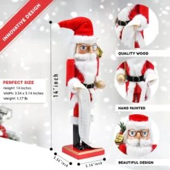 14 In. Wooden Christmas Santa Nutcracker Santa In Traditional Attire W/ A Bag Of Gifts On His Shoulder And List Of Names -The Home Depot Shop christmas figurines or 220 44 1000