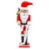 14 In. Wooden Christmas Santa Nutcracker Santa In Traditional Attire W/ A Bag Of Gifts On His Shoulder And List Of Names