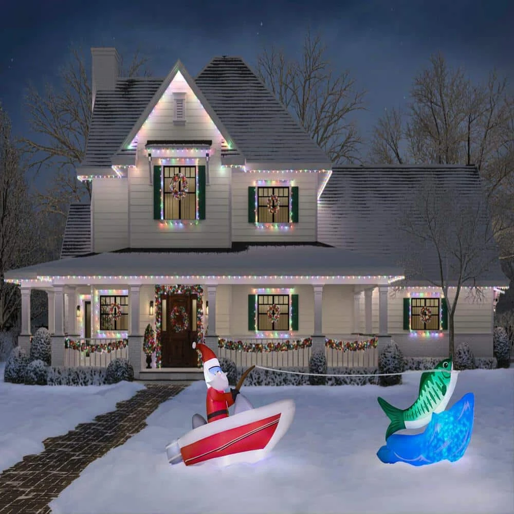 14 Ft Santa In Boat Fishing Holiday Inflatable 2 14 Ft Santa In Boat Fishing Holiday Inflatable - Image 2