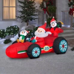 4 Ft. Tall Airblown-Santa In Racecar Scene-LG -The Home Depot Shop christmas inflatables g 113061 31 1000