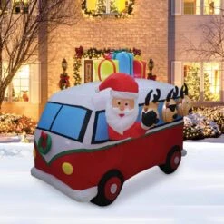 7 Ft. H X 5 Ft. W X 7 Ft. L LED Lighted Christmas Inflatable Vintage Holiday Van -The Home Depot Shop christmas inflatables hc 79348 31 1000