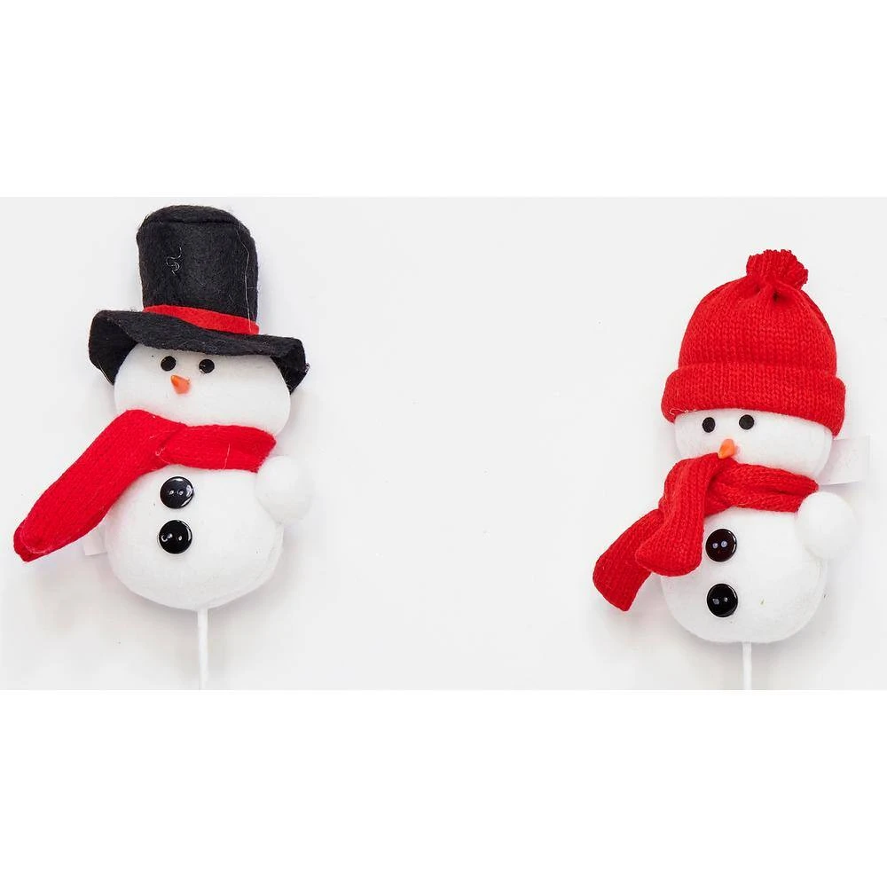 5 In. Christmas Snowman With Hat On 12 In. Ornament Pick, 2 Assorted, Set Of 6 2 5 In. Christmas Snowman With Hat On 12 In. Ornament Pick, 2 Assorted, Set Of 6 - Image 2