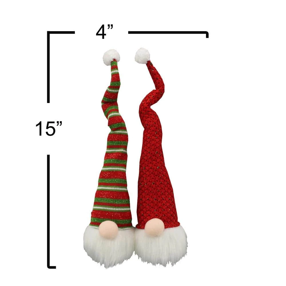 15 In. Gnome Plush Head Ornament With LED Light Home Decor (Set Of 2) 2 15 In. Gnome Plush Head Ornament With LED Light Home Decor (Set Of 2) - Image 2