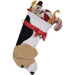 22 In. Beagle Dog Faux Fur Christmas Stocking