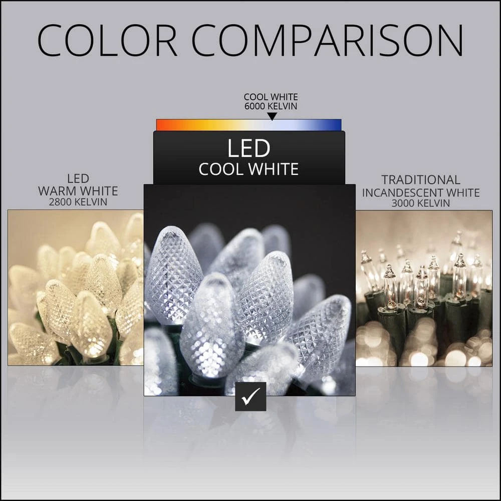 24 Ft. 25-Light LED Cool White Commercial C7 String Lights With Watertight Coaxial Connectors 6 24 Ft. 25-Light LED Cool White Commercial C7 String Lights With Watertight Coaxial Connectors - Image 6