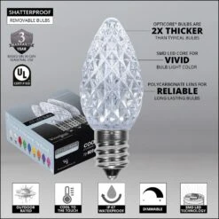 OptiCore 24 Ft. 25-Light LED Cool White Faceted C7 String Light Set 9 OptiCore 24 Ft. 25-Light LED Cool White Faceted C7 String Light Set -The Home Depot Shop christmas string lights 78268 4f 1000