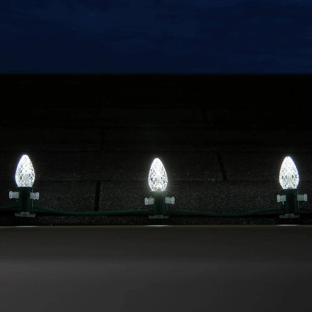 OptiCore 24 Ft. 25-Light LED Cool White Faceted C7 String Light Set 7 OptiCore 24 Ft. 25-Light LED Cool White Faceted C7 String Light Set - Image 7