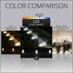 OptiCore 24 Ft. 25-Light LED Cool White Faceted C7 String Light Set 12 OptiCore 24 Ft. 25-Light LED Cool White Faceted C7 String Light Set -The Home Depot Shop christmas string lights 78268 fa 1000