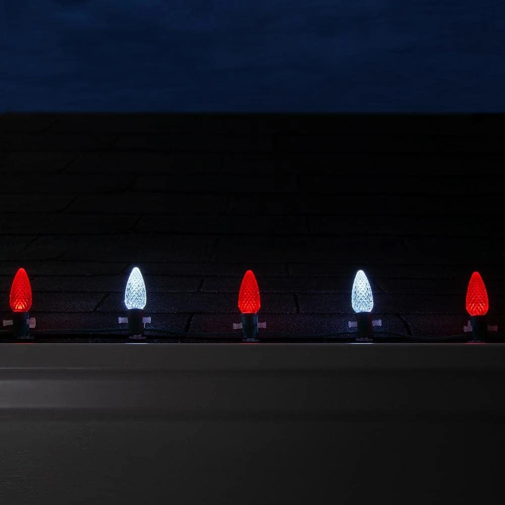 OptiCore 49 Ft. 50-Light LED Red And Cool White Faceted C9 String Light Set 6 OptiCore 49 Ft. 50-Light LED Red And Cool White Faceted C9 String Light Set - Image 6