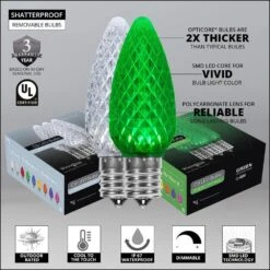 OptiCore 49 Ft. 50-Light LED Green And Cool White Faceted C9 String Light Set -The Home Depot Shop christmas string lights 80177 4f 1000