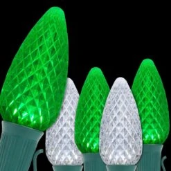 OptiCore 49 Ft. 50-Light LED Green And Cool White Faceted C9 String Light Set