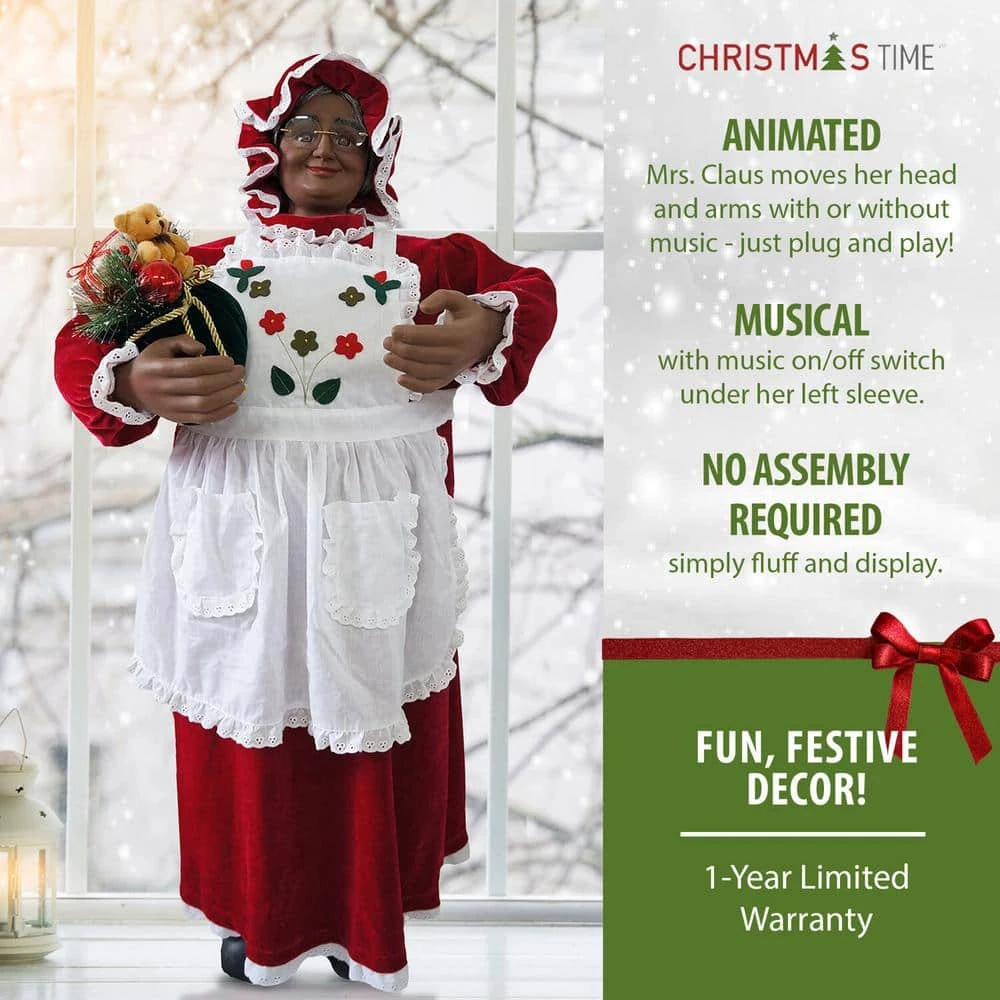 36 In. Christmas Music And Motion Mrs. Claus With Apron 2 36 In. Christmas Music And Motion Mrs. Claus With Apron - Image 2