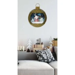 24 In. Christmas Musical Ornament Shadowbox With Santa Scene, Cascading Snow And Holiday Songs -The Home Depot Shop christmas time christmas figurines ct sornsa024a gl 40 1000