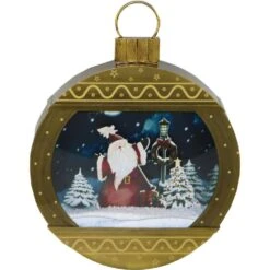 24 In. Christmas Musical Ornament Shadowbox With Santa Scene, Cascading Snow And Holiday Songs