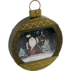 24 In. Christmas Musical Ornament Shadowbox With Santa Scene, Cascading Snow And Holiday Songs -The Home Depot Shop christmas time christmas figurines ct sornsa024a gl a0 1000