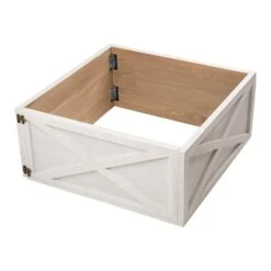 26 In. L Washed White Wooden Tree Collar(KD)