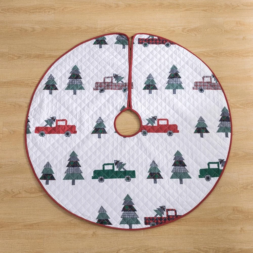 48 In. Vintage Truck Polyester Microfiber Quilted Tree Skirt 6 48 In. Vintage Truck Polyester Microfiber Quilted Tree Skirt - Image 6