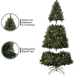 PVC Pre-Lit Artificial With Warm Lights And Stand For Artificial Christmas Tree Up To 7.5 Ft. Tall -The Home Depot Shop christmas tree stands ct 004 2 25m 2 4f 1000