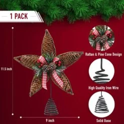 Rattan Star Tree Topper - Christmas Rustic Acorn Tree Topper With Holly And Berry Decorations 13 Rattan Star Tree Topper - Christmas Rustic Acorn Tree Topper With Holly And Berry Decorations -The Home Depot Shop christmas tree toppers or 206 76 1000