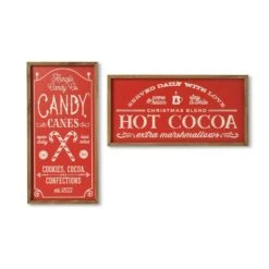23.62 In. Wood And Metal Engraved Holiday Wall Signs (Set Of 2)