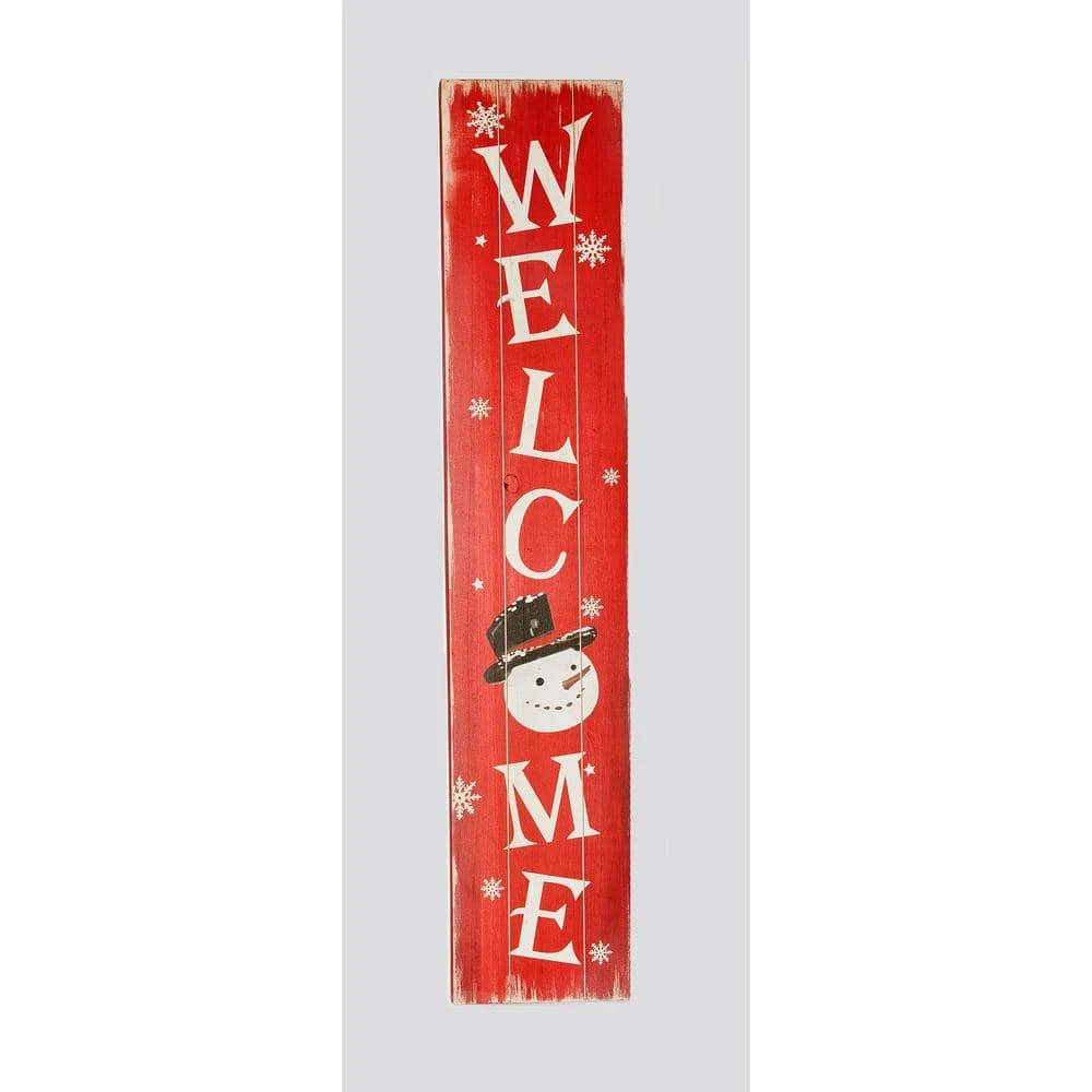 40 In. Wood Snowman Welcome Porch Sign 1 40 In. Wood Snowman Welcome Porch Sign