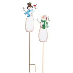 36 In. Metal Snowman Stick (Set Of 2)